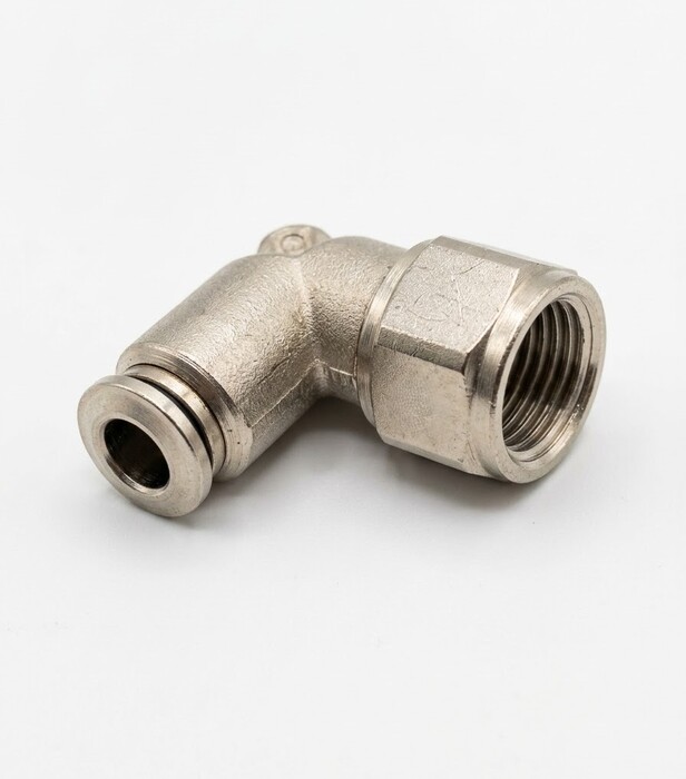 Tube Compression Fittings, Elbow Type, Tube to Threaded Pipe Connector, 6 mm Tube OD, 1/4 in. BSPP Female Thread size, Nickel plated brass Material