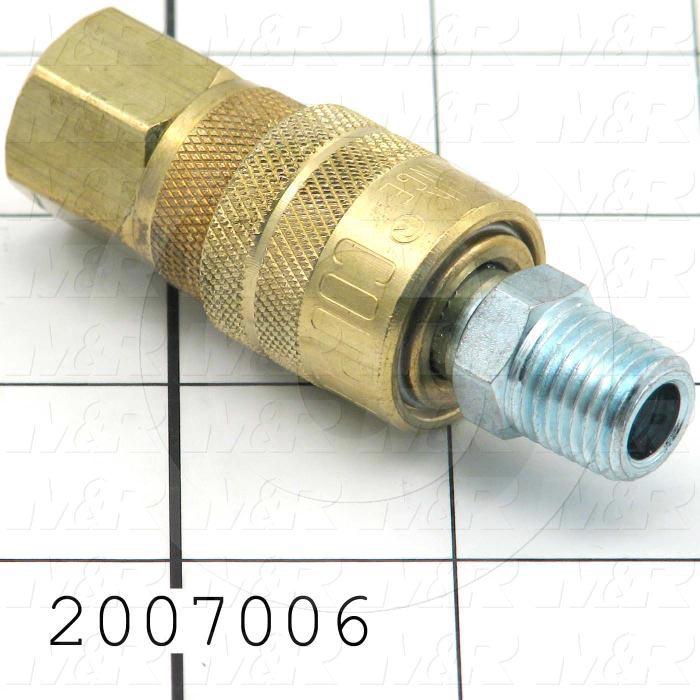 Tube Compression Fittings, Quick Disconnect Coupler Set Type, 1/4" Tube OD, 1/4" In, 1/4" Out