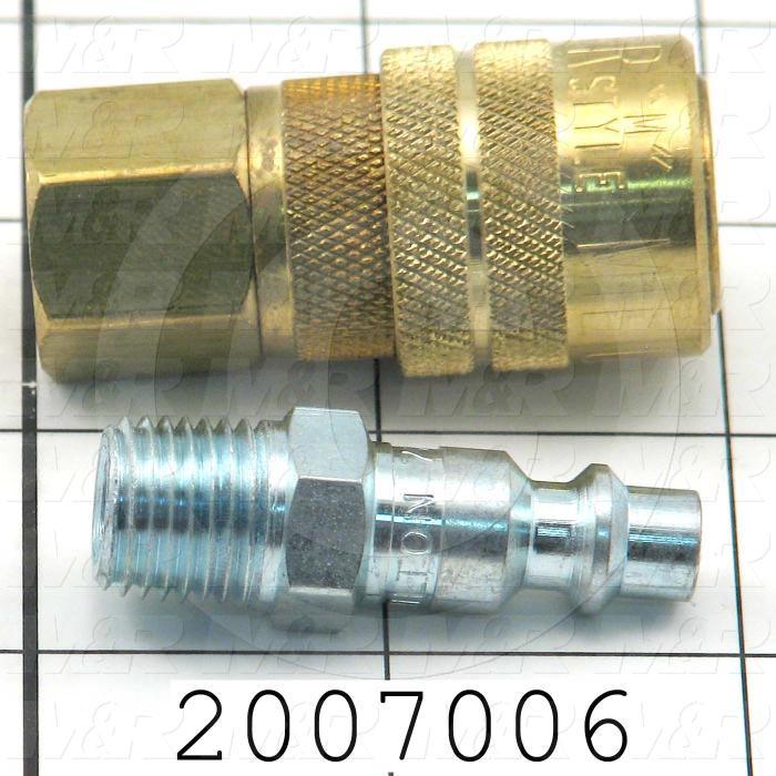 Tube Compression Fittings, Quick Disconnect Coupler Set Type, 1/4" Tube OD, 1/4" In, 1/4" Out
