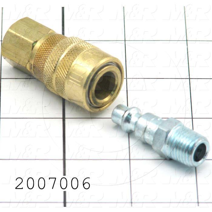 Tube Compression Fittings, Quick Disconnect Coupler Set Type, 1/4" Tube OD, 1/4" In, 1/4" Out