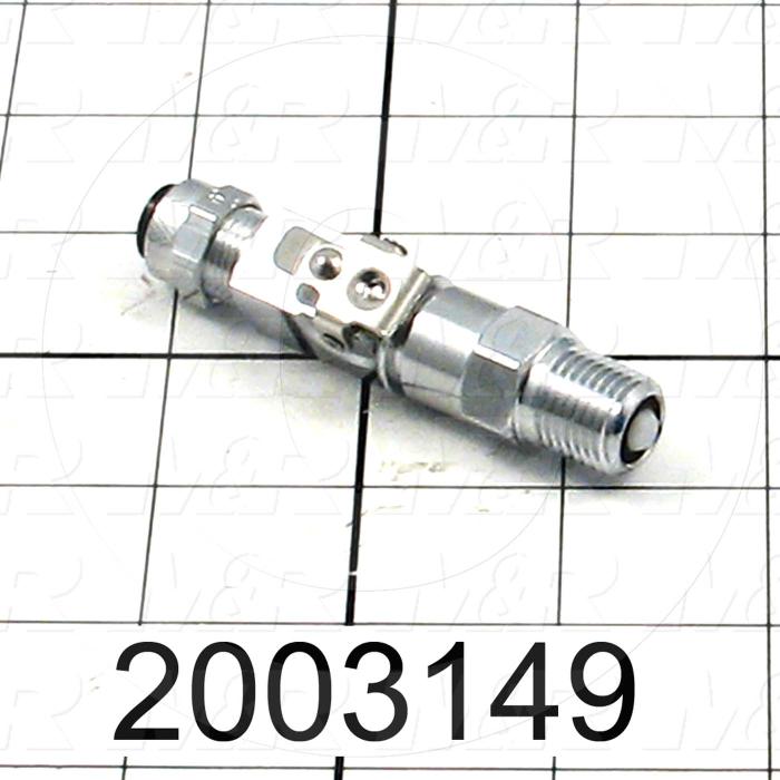 Tube Compression Fittings, Quick Disconnect Coupler Type, Tube to Threaded Pipe Connector, 3/8" Tube OD, 1/2-24 UNF Thread size, Chrome Plated Brass Material