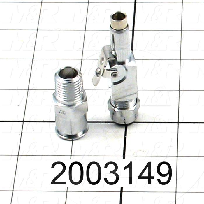 Tube Compression Fittings, Quick Disconnect Coupler Type, Tube to Threaded Pipe Connector, 3/8" Tube OD, 1/2-24 UNF Thread size, Chrome Plated Brass Material