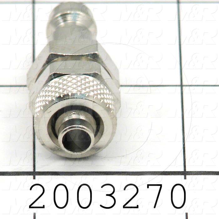Tube Compression Fittings, Quick Disconnect Plug Type, 8 mm Tube OD, Brass Material