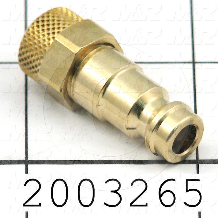 Tube Compression Fittings, Quick Disconnect Plug Type, Hose To Connector, 1/4" In, Quick Disconnect Plug Out, Brass Material