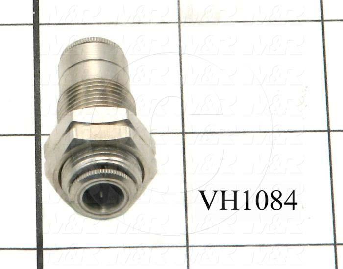 Tube Compression Fittings, Through Wall Type, Tube to Tube Connector, 1/4" Tube OD, 1/4" In, 1/4" Out, Chrome Plated Brass Material