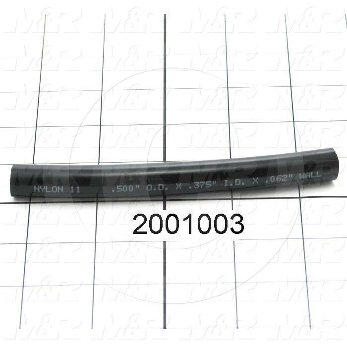 Tubing, 1/2" OD, Black Color, Nylon 11 Material