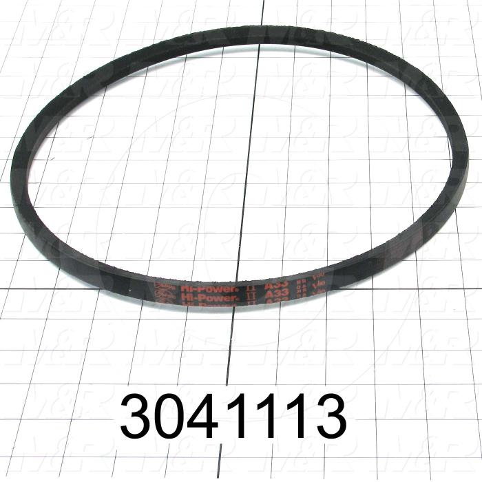 V-Belts, A V-Belt Type, A33 Trade Size, 35" Outside Length