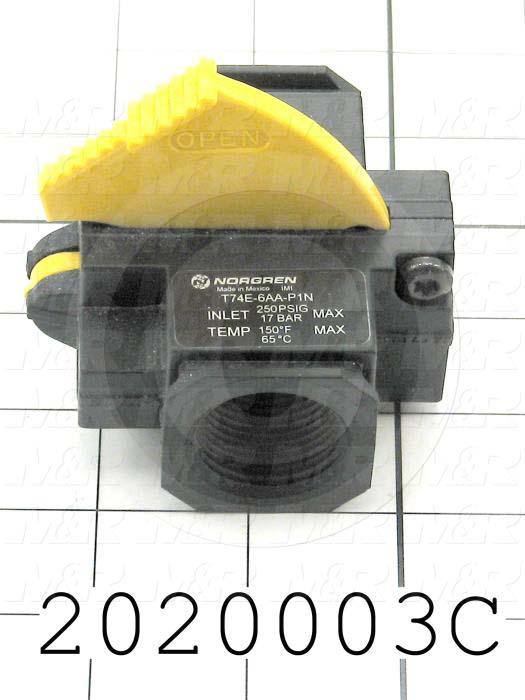 Valves, Air Operated Type, 2 Position / 3 Way Operation, 3/4" NPT Port, Inline, 250 Psi Max. Pressure, Shut Off & Lockout Valve Function