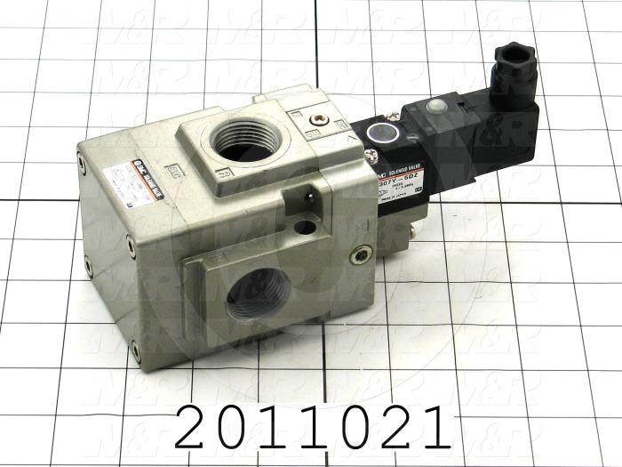 Valves, Electro Mechanical Type, 2 Position / 3 Way Operation, Double Coil, 24 VDC Coil Voltage, 3/4" NPT Port, Individual Mounting, Rubber Seal, 160 Psi Max. Pressure, 9.6 CCV