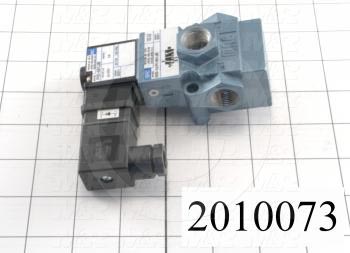 Valves, Electro Mechanical Type, 2 Position / 3 Way Operation, Double Coil, 24 VDC Coil Voltage, 3/8" NPT Port, Inline, 2.2 CCV, Index Valve Function