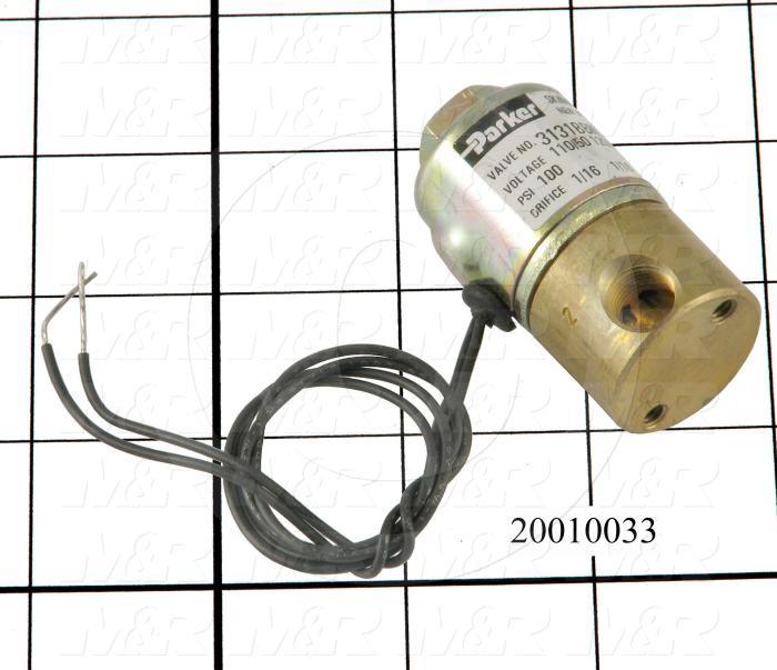 Valves, Electro Mechanical Type, 2 Position / 3 Way Operation, Single Coil, 120/110 VAC Coil Voltage, 1/8" NPT Port