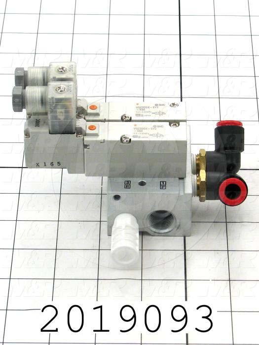 Valves, Electro Mechanical Type, 2 Position / 3 Way Operation, Single Coil, 24 VDC Coil Voltage, 3/8" NPTF Port, 2 Stations, Special Seal, With Built-in Fittings, 1.0 MPa Max. Pressure