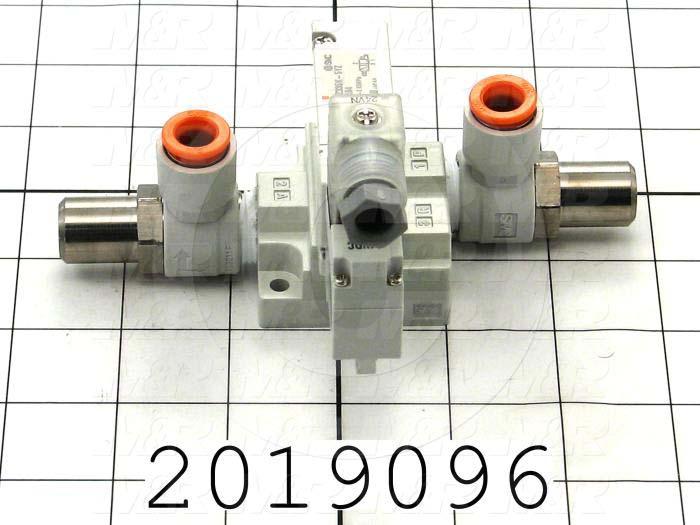 Valves, Electro Mechanical Type, 2 Position / 3 Way Operation, Single Coil, 24 VDC Coil Voltage, 3/8" NPTF Port, Works w/Manifold, Special Seal, With Built-in Fittings