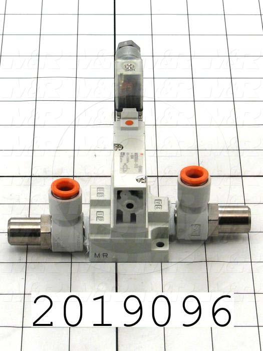 Valves, Electro Mechanical Type, 2 Position / 3 Way Operation, Single Coil, 24 VDC Coil Voltage, 3/8" NPTF Port, Works w/Manifold, Special Seal, With Built-in Fittings
