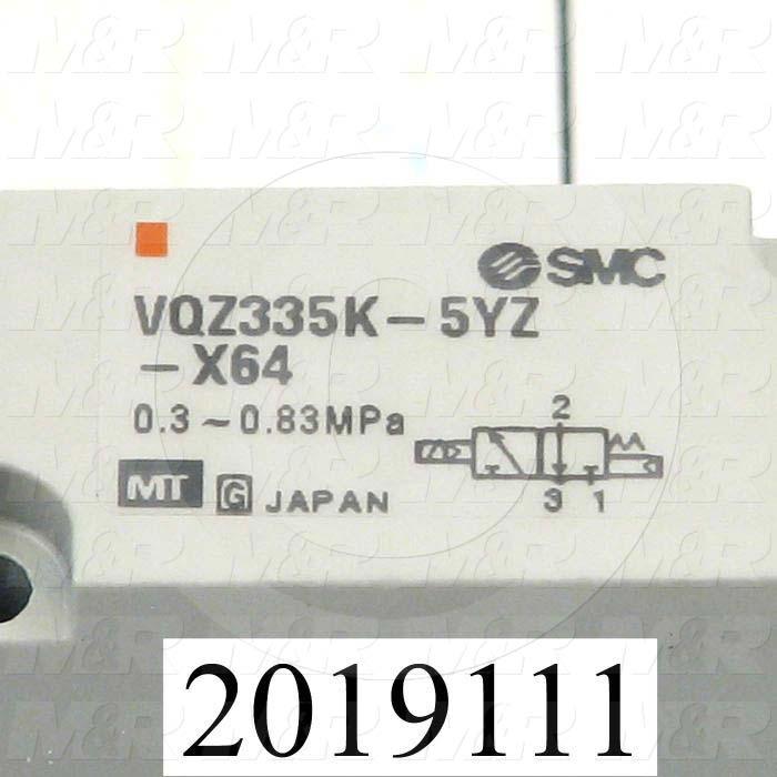 Valves, Electro Mechanical Type, 2 Position / 3 Way Operation, Single Coil, 24 VDC Coil Voltage, Works w/Manifold, Special Seal, With Built-in Fittings, 1.0 MPa Max. Pressure, 1.3 CCV