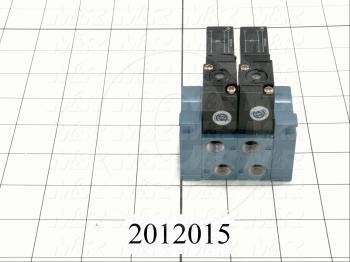 Valves, Electro Mechanical Type, 2 Position / 4 Way Operation, Single Coil, 120/110 VAC Coil Voltage, 1/8" NPT Port, 2 Stations, 160 Psi Max. Pressure, .15 CCV