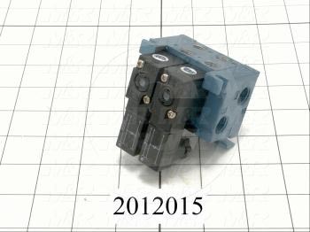 Valves, Electro Mechanical Type, 2 Position / 4 Way Operation, Single Coil, 120/110 VAC Coil Voltage, 1/8" NPT Port, 2 Stations, 160 Psi Max. Pressure, .15 CCV