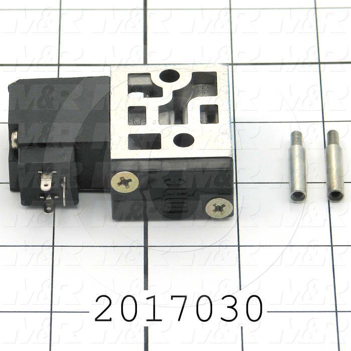 Valves, Electro Mechanical Type, 2 Position / 4 Way Operation, Single Coil, 120/110 VAC Coil Voltage, 1/8" NPT Port, Stock, 120 Psi Max. Pressure, .20 CCV, Squeegee Function