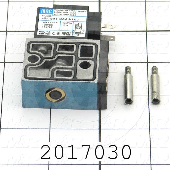 Valves, Electro Mechanical Type, 2 Position / 4 Way Operation, Single Coil, 120/110 VAC Coil Voltage, 1/8" NPT Port, Stock, 120 Psi Max. Pressure, .20 CCV, Squeegee Function