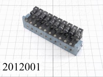 Valves, Electro Mechanical Type, 2 Position / 4 Way Operation, Single Coil, 120/110 VAC Coil Voltage, 10 Stations, 160 Psi Max. Pressure, Squeegee Function