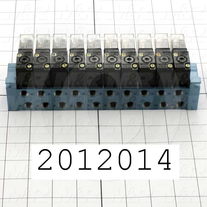 Valves, Electro Mechanical Type, 2 Position / 4 Way Operation, Single Coil, 120/110 VAC Coil Voltage, 8 Stations, 160 Psi Max. Pressure, Gauntlet Function