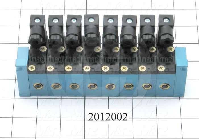 Valves, Electro Mechanical Type, 2 Position / 4 Way Operation, Single Coil, 120/110 VAC Coil Voltage, 8 Stations, 160 Psi Max. Pressure, Squeegee Function