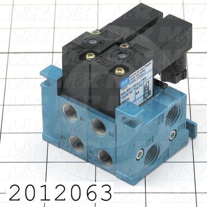 Valves, Electro Mechanical Type, 2 Position / 4 Way Operation, Single Coil, 24 VDC Coil Voltage, 1/8" NPT Port, 2 Stations, .20 CCV