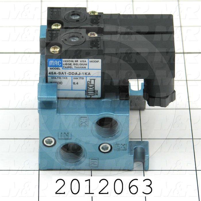 Valves, Electro Mechanical Type, 2 Position / 4 Way Operation, Single Coil, 24 VDC Coil Voltage, 1/8" NPT Port, 2 Stations, .20 CCV