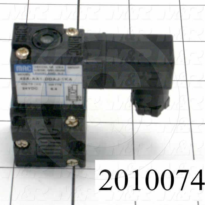 Valves, Electro Mechanical Type, 2 Position / 4 Way Operation, Single Coil, 24 VDC Coil Voltage, 1/8" NPT Port, Inline, .15 CCV