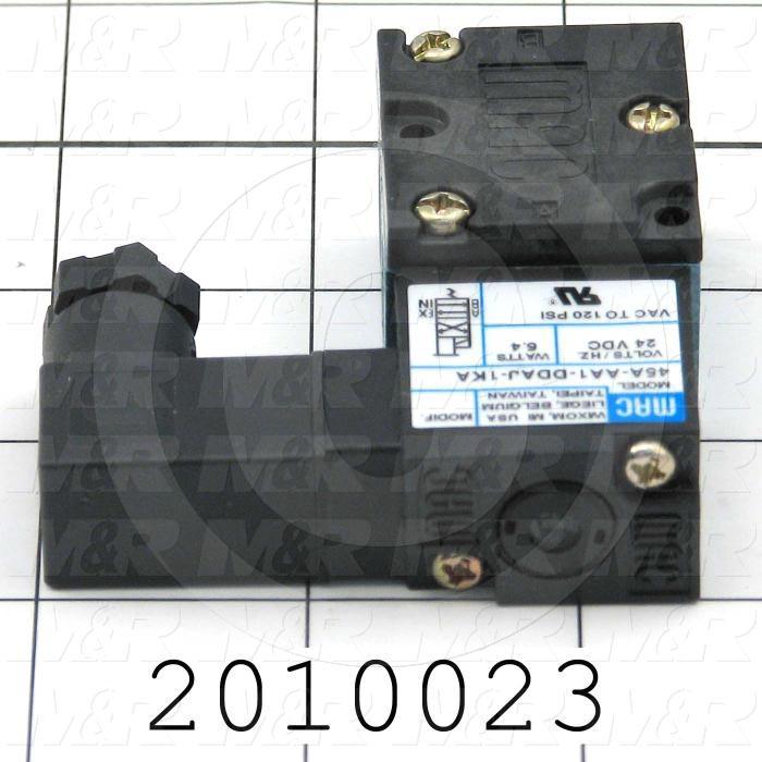 Valves, Electro Mechanical Type, 2 Position / 4 Way Operation, Single Coil, 24 VDC Coil Voltage, 1/8" NPT Port, Inline, 160 Psi Max. Pressure, .15 CCV