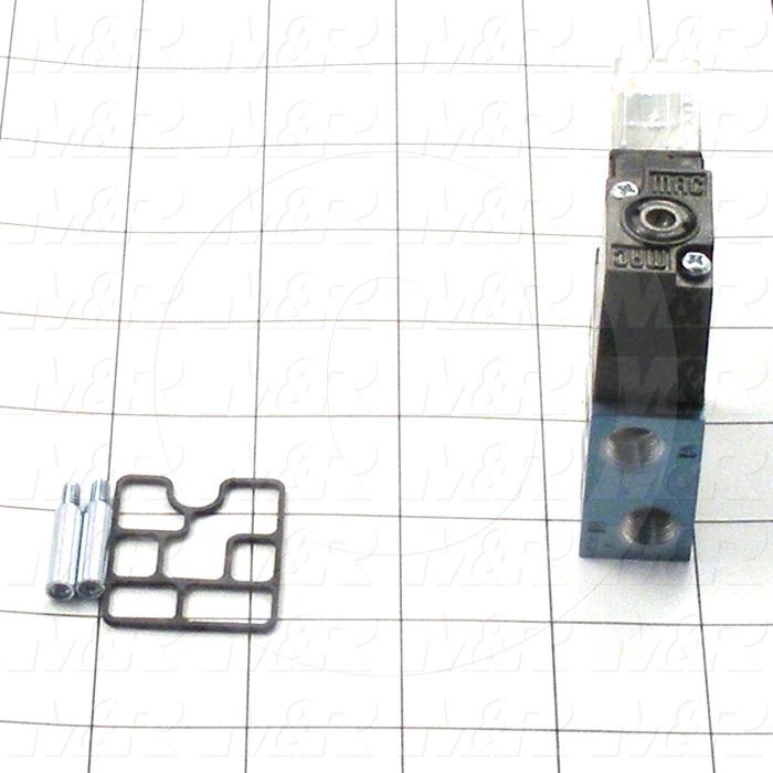 Valves, Electro Mechanical Type, 2 Position / 4 Way Operation, Single Coil, 24 VDC Coil Voltage, 1/8" NPT Port, Stock, 120 Psi Max. Pressure, .20 CCV