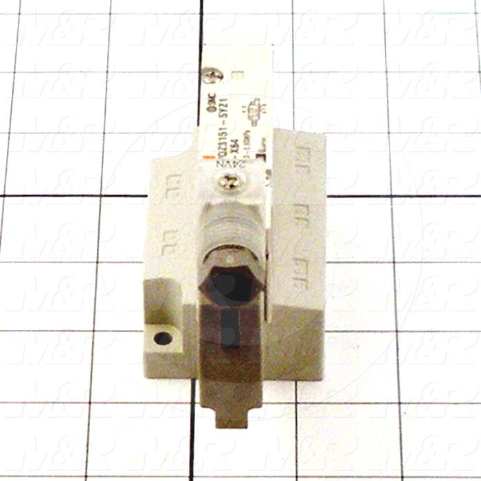 Valves, Electro Mechanical Type, 2 Position / 5 Way Operation, Single Coil, 24 VDC Coil Voltage, 1/4" NPT Port, Base Mounted, 0.7 MPa Max. Pressure