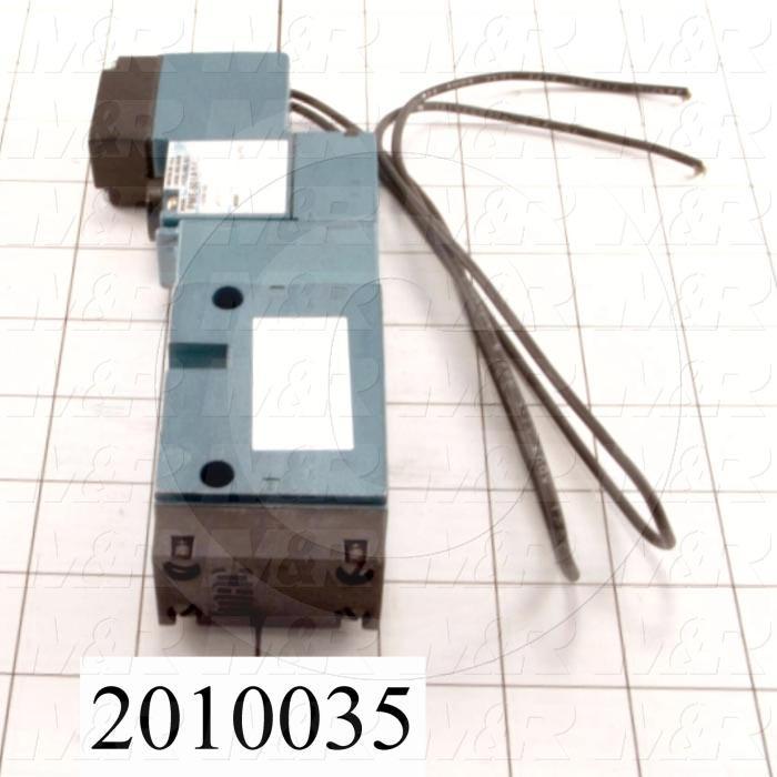 Valves, Electro Mechanical Type, 2 Position / 5 Way Operation, Single Coil, 24 VDC Coil Voltage, 1/4" NPT Port, Inline, 160 Psi Max. Pressure, 1.4 CCV, Replacing Part Function