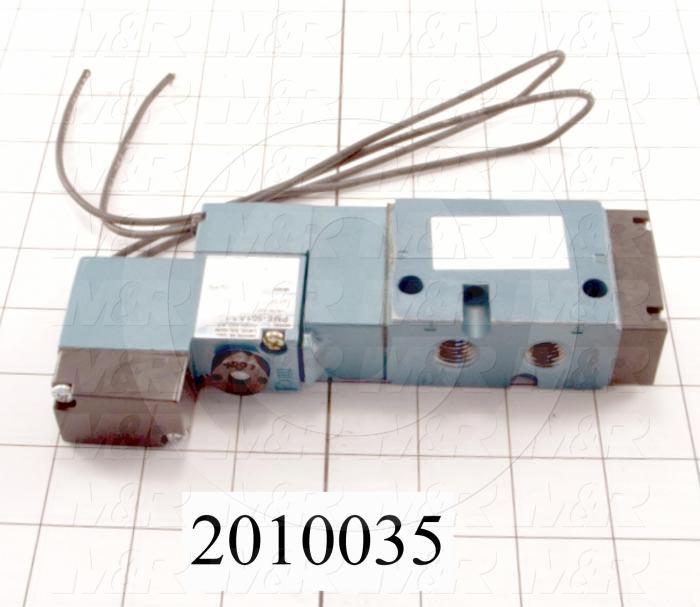 Valves, Electro Mechanical Type, 2 Position / 5 Way Operation, Single Coil, 24 VDC Coil Voltage, 1/4" NPT Port, Inline, 160 Psi Max. Pressure, 1.4 CCV, Replacing Part Function