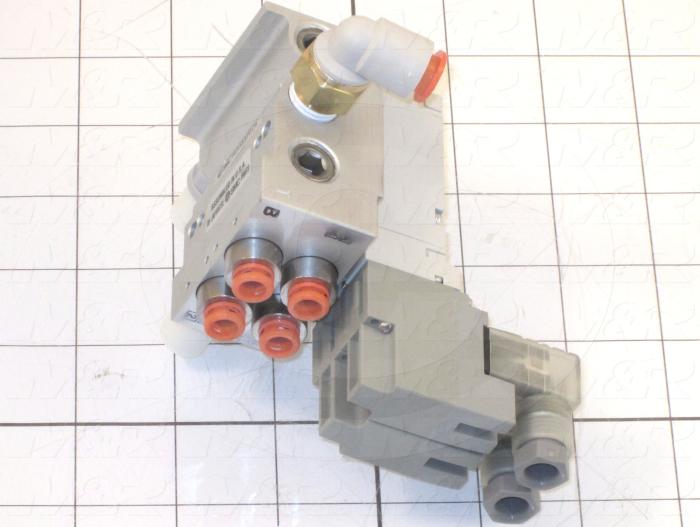 Valves, Electro Mechanical Type, 2 Position / 5 Way Operation, Single Coil, 24 VDC Coil Voltage, 2 Stations, Viton Seal, With Built-in Fittings, 0.7 MPa Max. Pressure