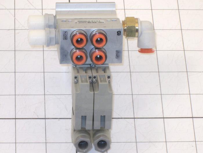 Valves, Electro Mechanical Type, 2 Position / 5 Way Operation, Single Coil, 24 VDC Coil Voltage, 2 Stations, Viton Seal, With Built-in Fittings, 0.7 MPa Max. Pressure