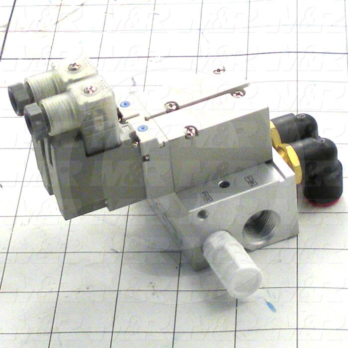 Valves, Electro Mechanical Type, 2 Position / 5 Way Operation, Single Coil, 24 VDC Coil Voltage, 2 Stations, With Built-in Fittings, 0.7 MPa Max. Pressure
