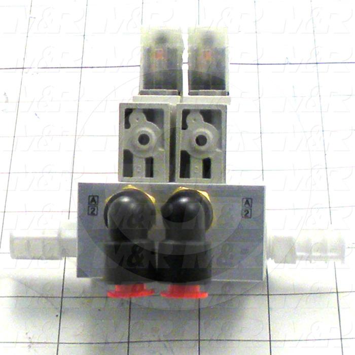 Valves, Electro Mechanical Type, 2 Position / 5 Way Operation, Single Coil, 24 VDC Coil Voltage, 2 Stations, With Built-in Fittings, 0.7 MPa Max. Pressure