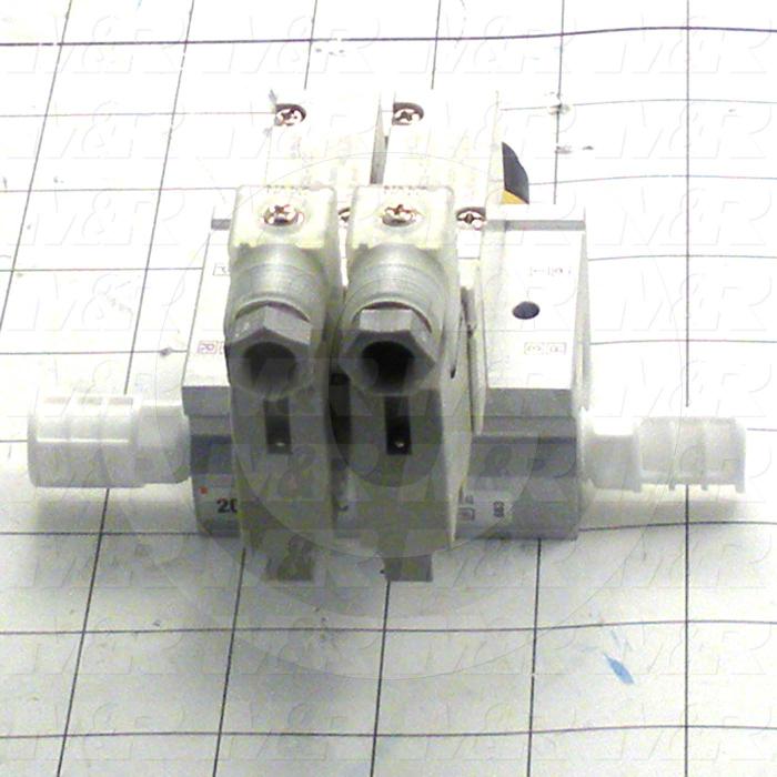 Valves, Electro Mechanical Type, 2 Position / 5 Way Operation, Single Coil, 24 VDC Coil Voltage, 2 Stations, With Built-in Fittings, 0.7 MPa Max. Pressure