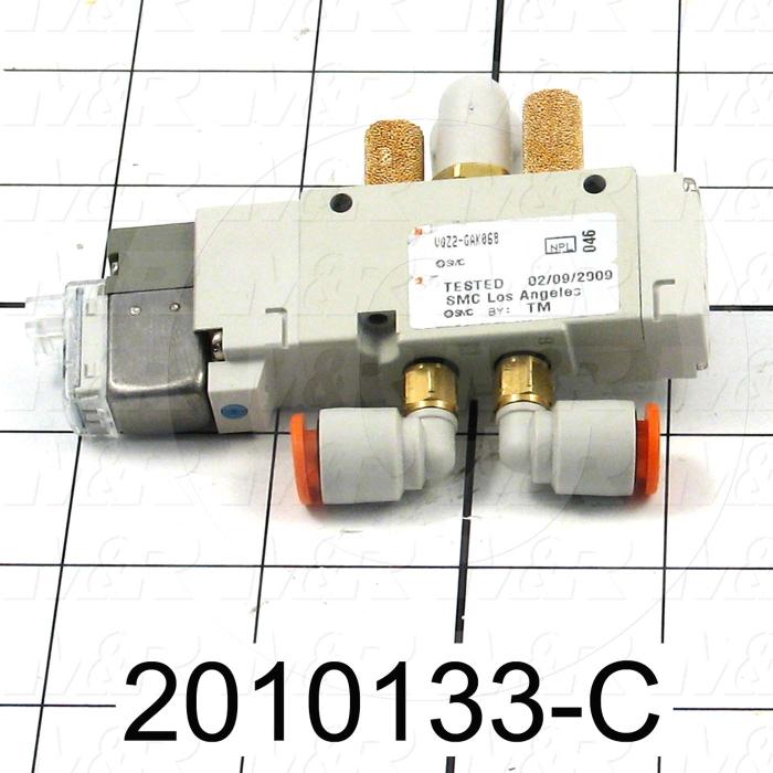 Valves, Electro Mechanical Type, 2 Position / 5 Way Operation, Single Coil, 24 VDC Coil Voltage, 2 Stations, With Built-in Fittings, 0.7 MPa Max. Pressure