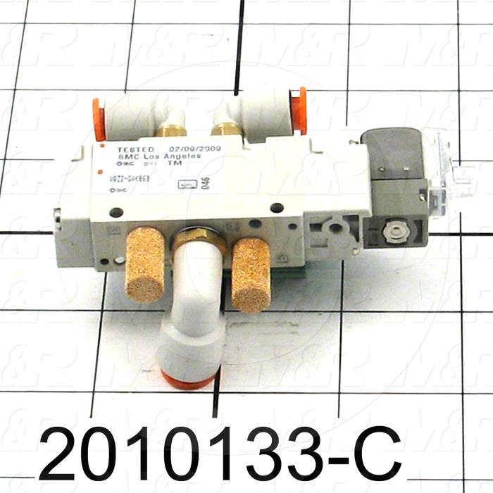 Valves, Electro Mechanical Type, 2 Position / 5 Way Operation, Single Coil, 24 VDC Coil Voltage, 2 Stations, With Built-in Fittings, 0.7 MPa Max. Pressure
