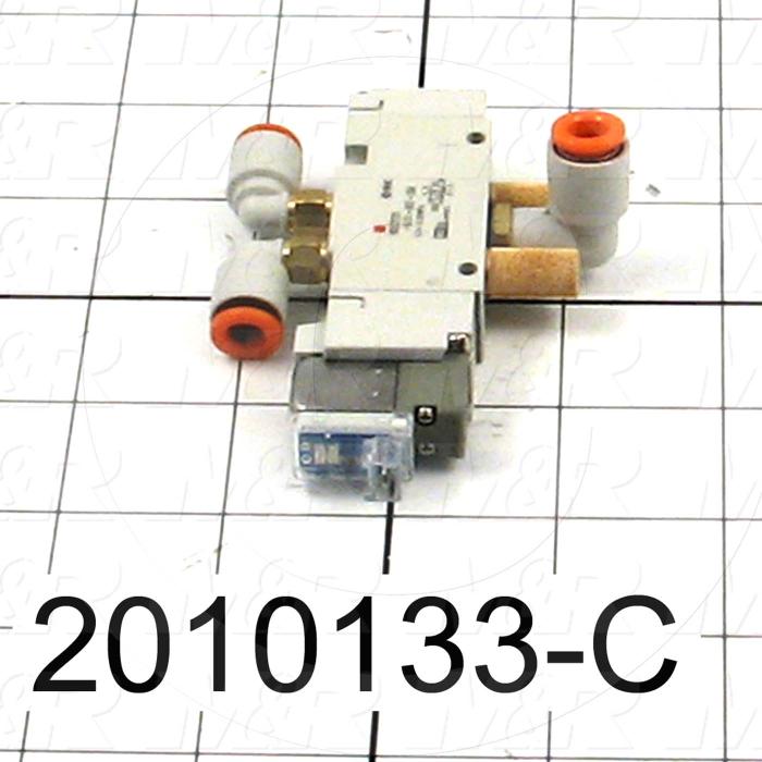 Valves, Electro Mechanical Type, 2 Position / 5 Way Operation, Single Coil, 24 VDC Coil Voltage, 2 Stations, With Built-in Fittings, 0.7 MPa Max. Pressure