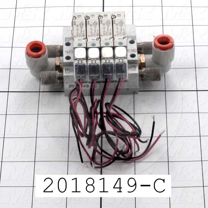 Valves, Electro Mechanical Type, 2 Position / 5 Way Operation, Single Coil, 24 VDC Coil Voltage, 4 Stations, 0.7 MPa Max. Pressure