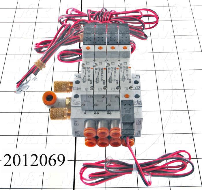 Valves, Electro Mechanical Type, 2 Position / 5 Way Operation, Single Coil, 24 VDC Coil Voltage, 4 Stations, With Built-in Fittings, 0.7 MPa Max. Pressure