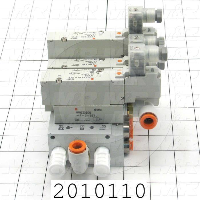 Valves, Electro Mechanical Type, 2 Position / 5 Way Operation, Single Coil, 24 VDC Coil Voltage, 5 Stations, Viton Seal, With Built-in Fittings, 0.7 MPa Max. Pressure