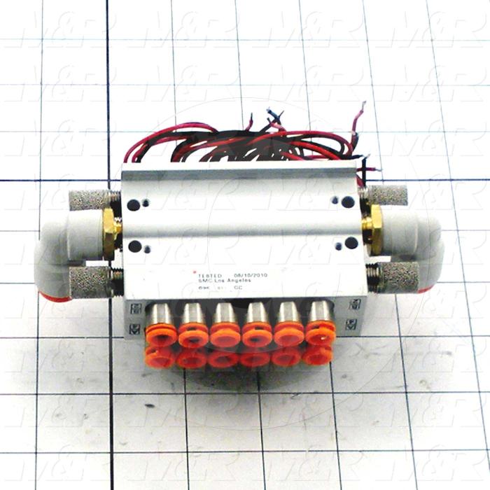 Valves, Electro Mechanical Type, 2 Position / 5 Way Operation, Single Coil, 24 VDC Coil Voltage, 6 Stations, With Built-in Fittings, 0.7 MPa Max. Pressure