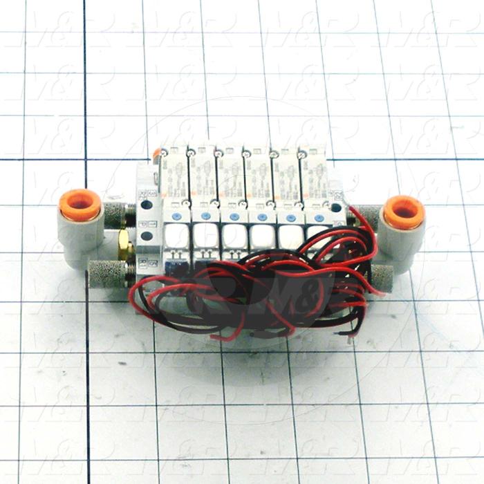 Valves, Electro Mechanical Type, 2 Position / 5 Way Operation, Single Coil, 24 VDC Coil Voltage, 6 Stations, With Built-in Fittings, 0.7 MPa Max. Pressure