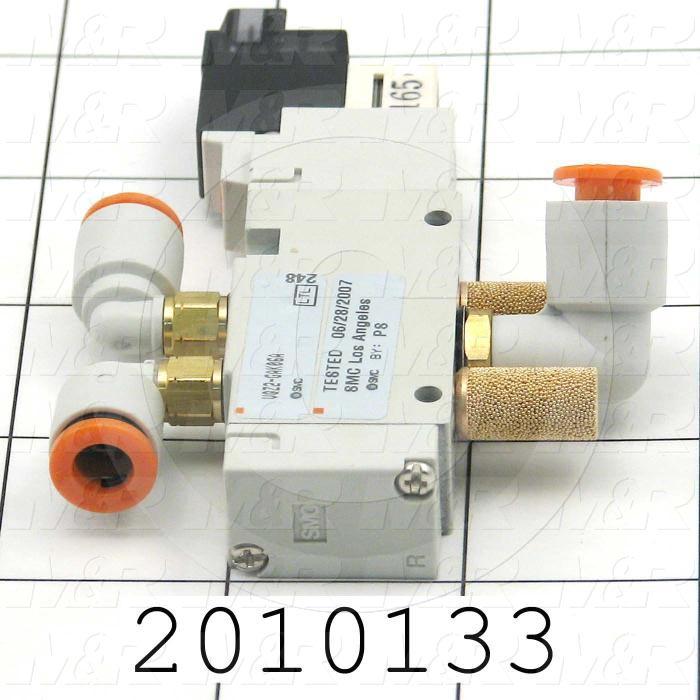 Valves, Electro Mechanical Type, 2 Position / 5 Way Operation, Single Coil, 24 VDC Coil Voltage, Individual Mounting, Vitan Seal, With Built-in Fittings, 160 Psi Max. Pressure, .45 CCV