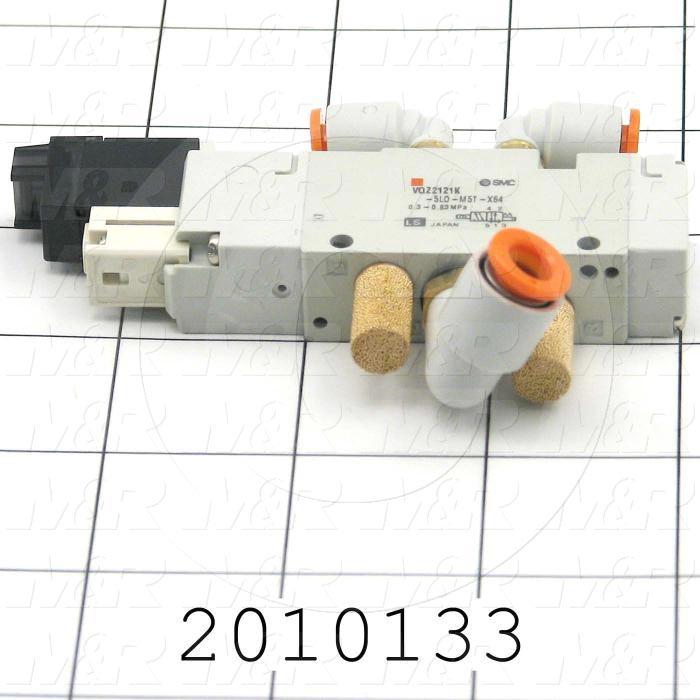 Valves, Electro Mechanical Type, 2 Position / 5 Way Operation, Single Coil, 24 VDC Coil Voltage, Individual Mounting, Vitan Seal, With Built-in Fittings, 160 Psi Max. Pressure, .45 CCV