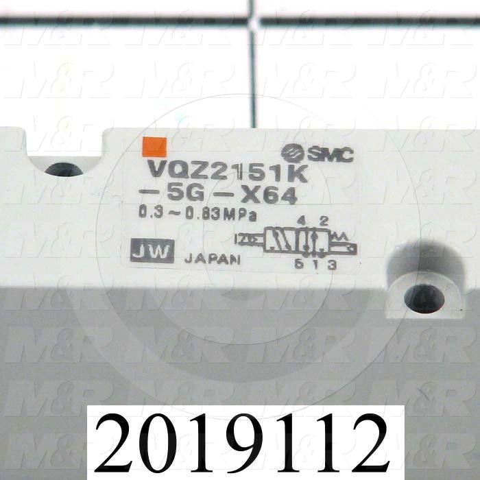 Valves, Electro Mechanical Type, 2 Position / 5 Way Operation, Single Coil, 24 VDC Coil Voltage, Works w/Manifold, Special Seal, 1.0 MPa Max. Pressure, .30 CCV